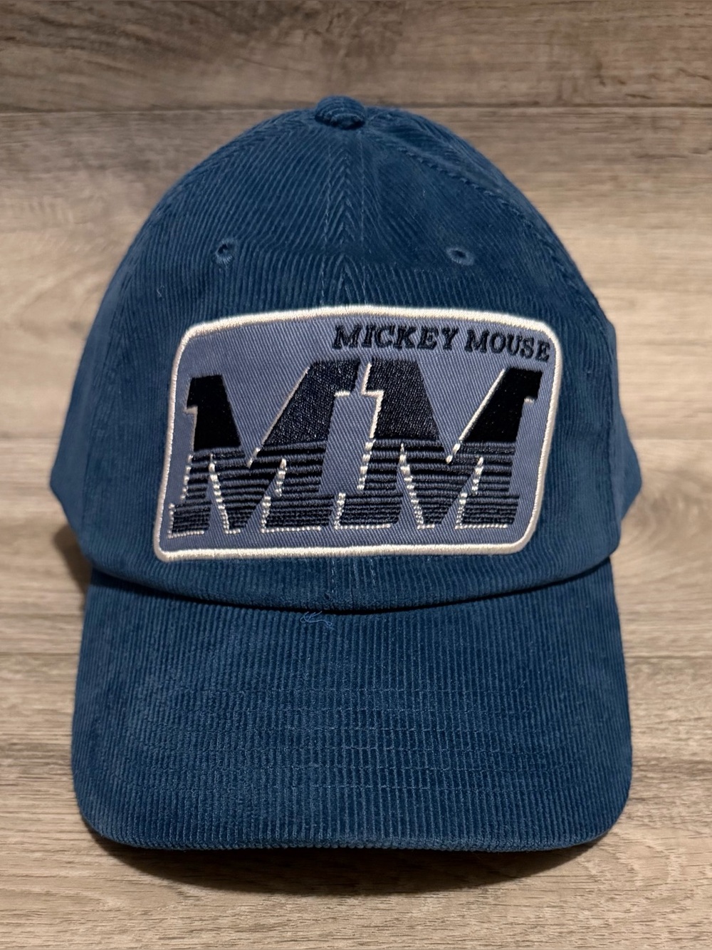 Disney Parks Adult Mickey Mouse MM Corduroy Baseball Cap Hat Blue